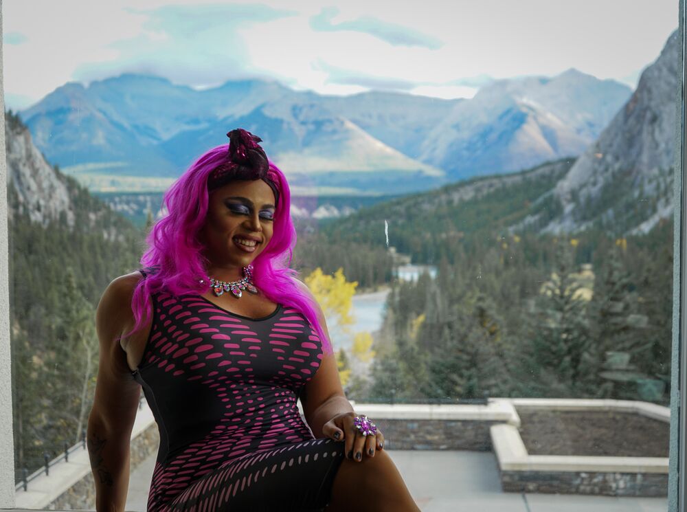 A drag queen at the Banff Springs Hotel in Banff National Park.